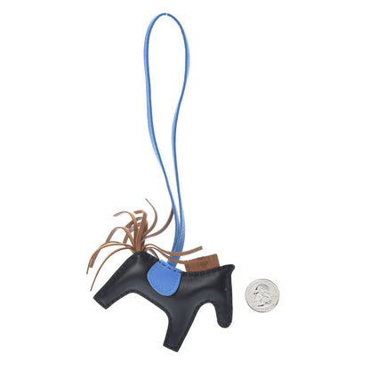 Hermes Milo Lambskin Grigri Rodeo Horse Bag Charm PM Black Gold Bleu Zanzibar 2 of 5