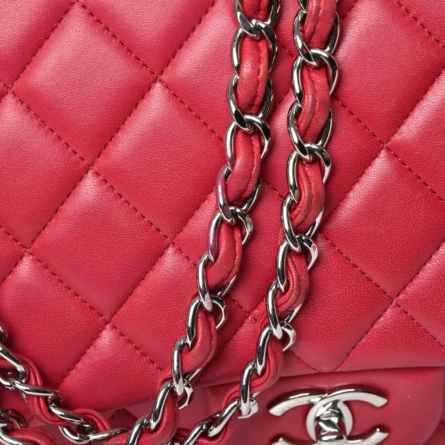 Lambskin Quilted Maxi Single Flap Fuchsia