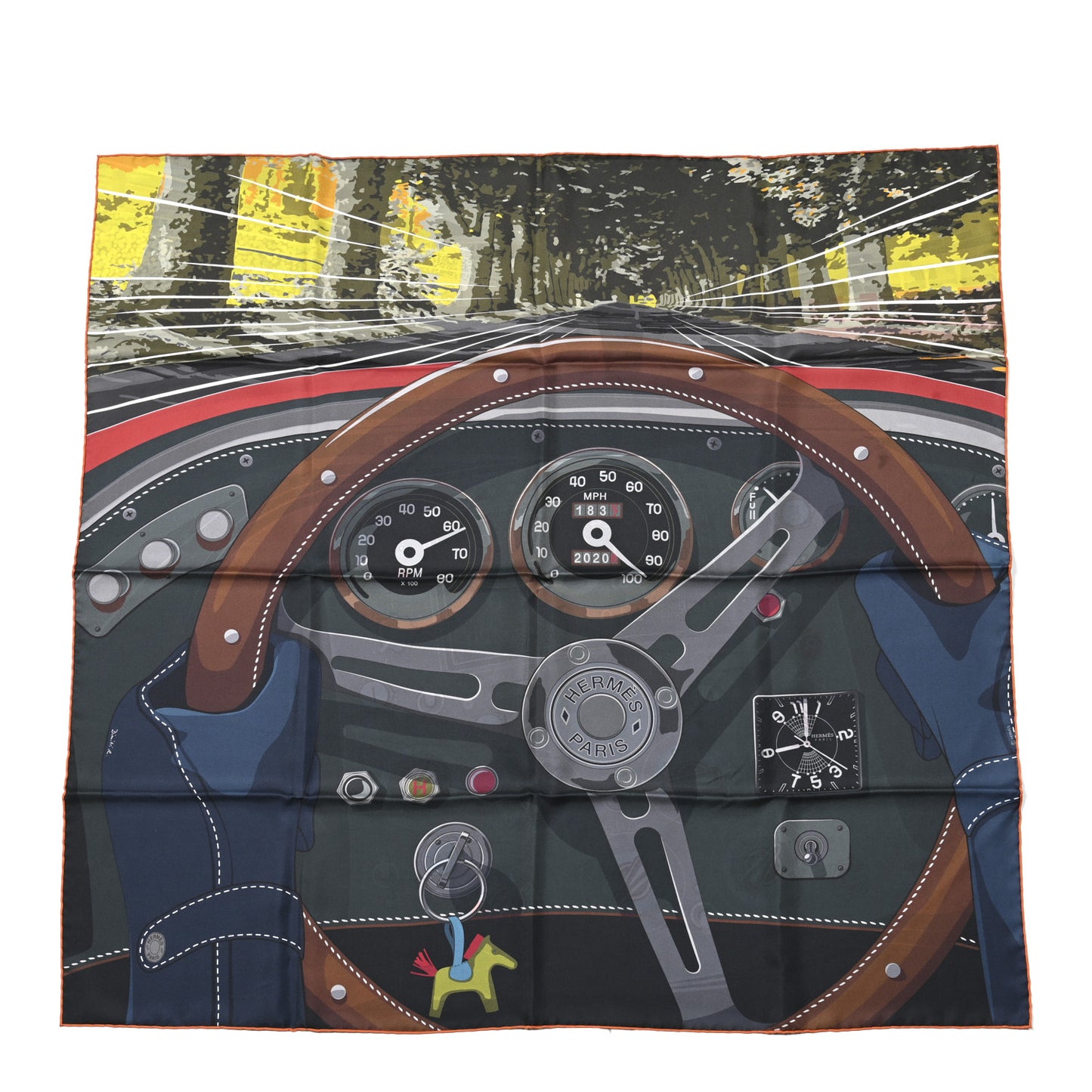 Silk Double Face Formula One Scarf 90 Vert De Gris Marine