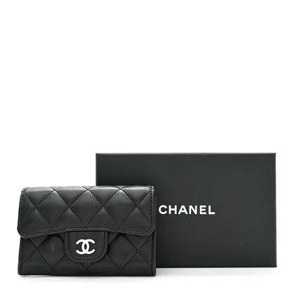 Chanel Lambskin Quilted Flap Card Holder Wallet Black 9 of 9