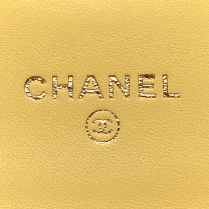 Chanel Lambskin Quilted Flap Card Holder Wallet Pink Yellow 6 of 9