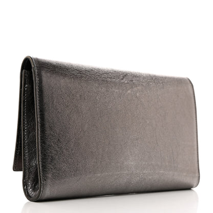 Saint Laurent Metallic Calfskin Large Belle De Jour Clutch Dark Silver 3 of 7