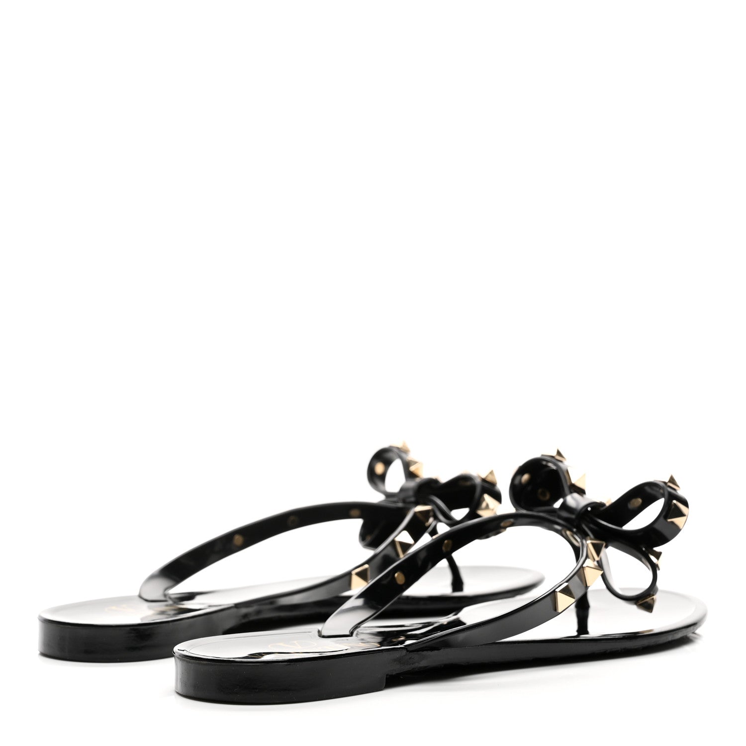 Valentino Garavani PVC Jelly Rockstud Bow Thong Sandals 37 Black 4 of 8