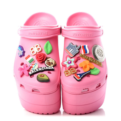 Balenciaga X CROCS Rubber Textured Womens Platform Sandals 36 Rose Bonbon 5 of 10