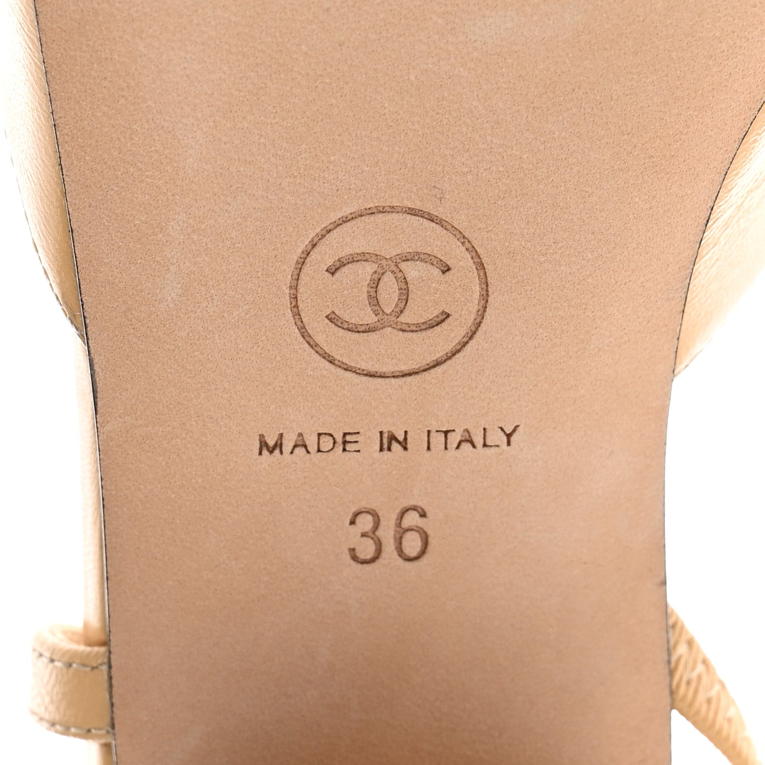 Chanel Goatskin Grosgrain Cap Toe CC Slingback Pumps 38 Beige Black 6 of 9
