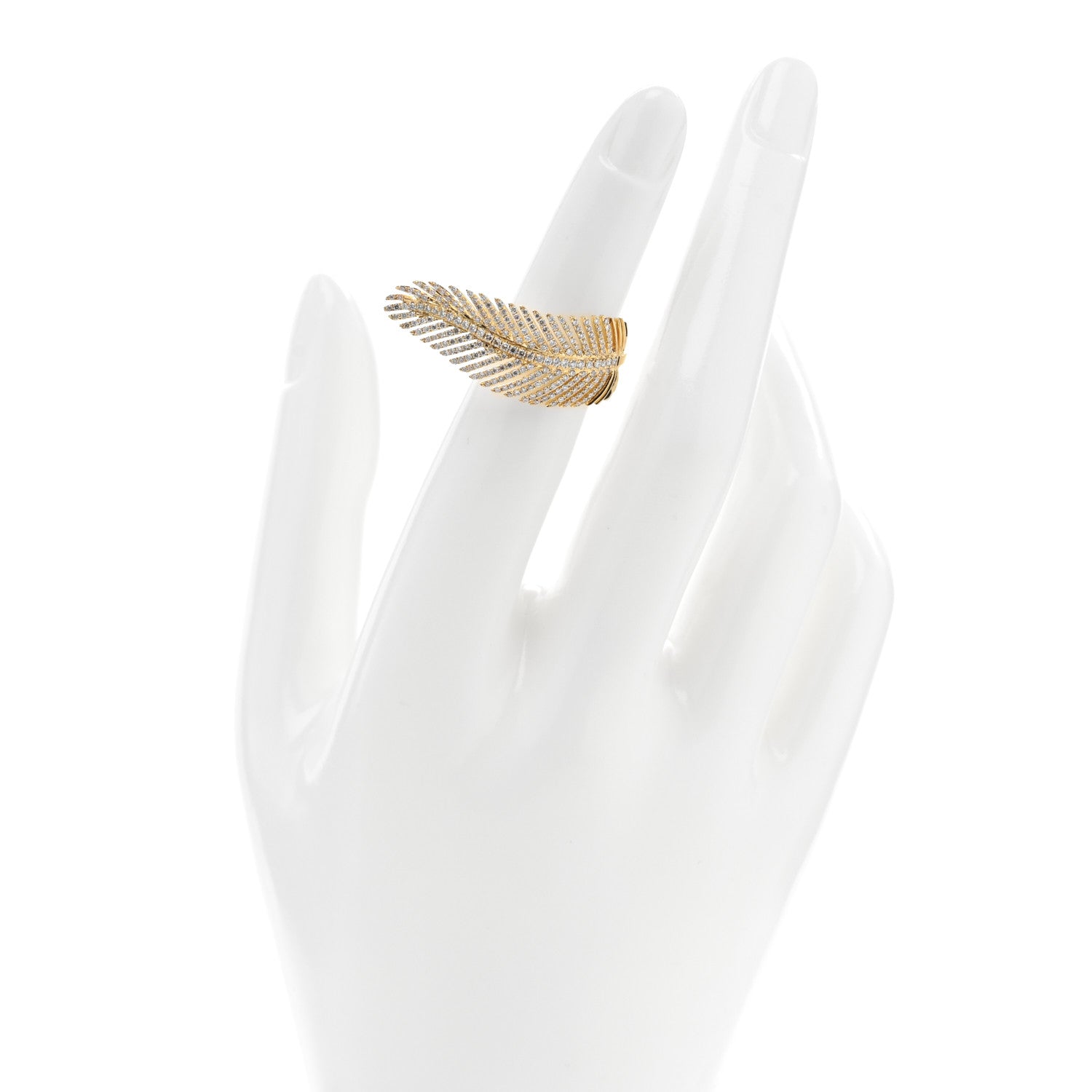 Anita Ko 18K Yellow Gold Diamond Feather Ring 47 4 2 of 6