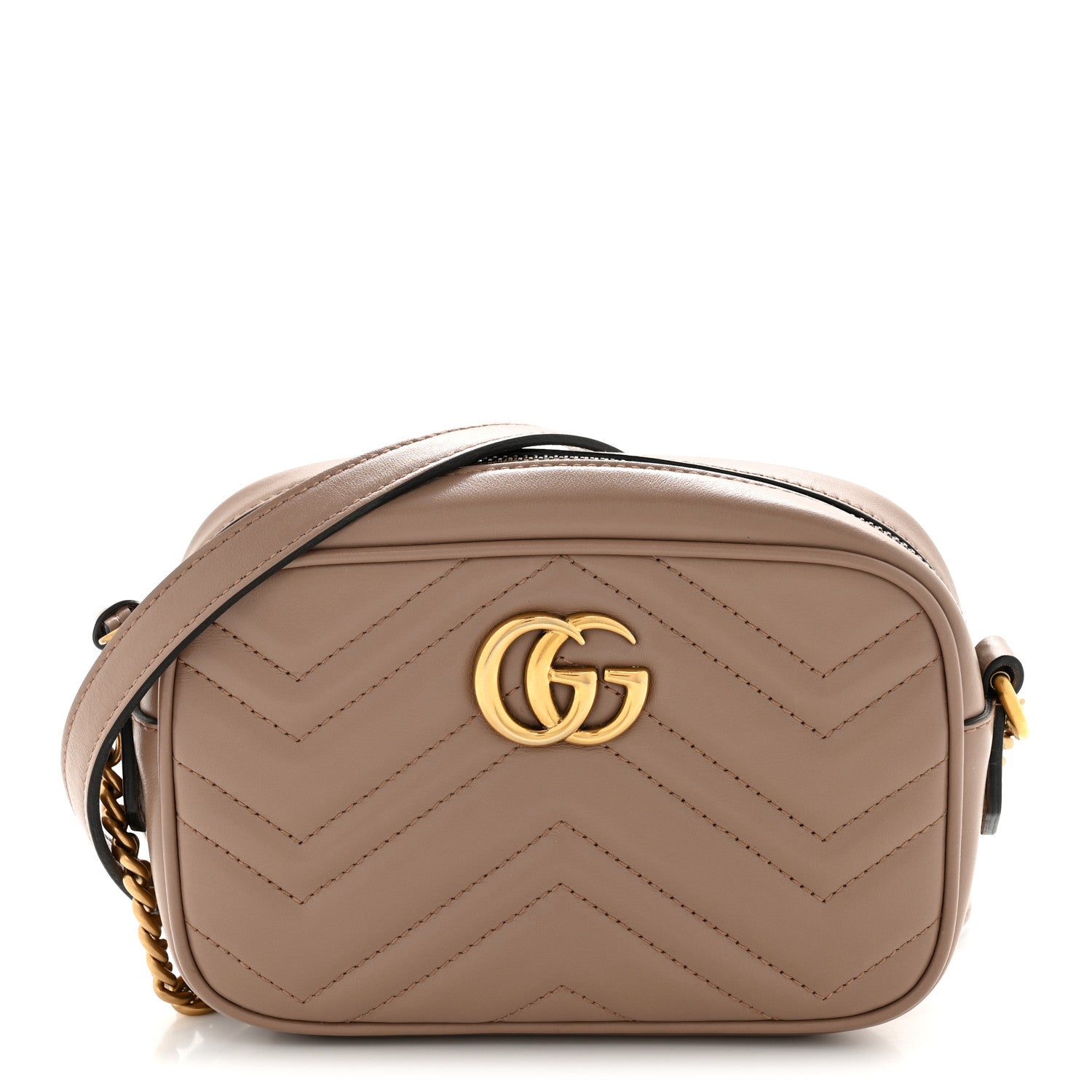 Gucci Calfskin Matelasse Mini GG Marmont Chain Shoulder Bag Porcelain Rose 1 of 14