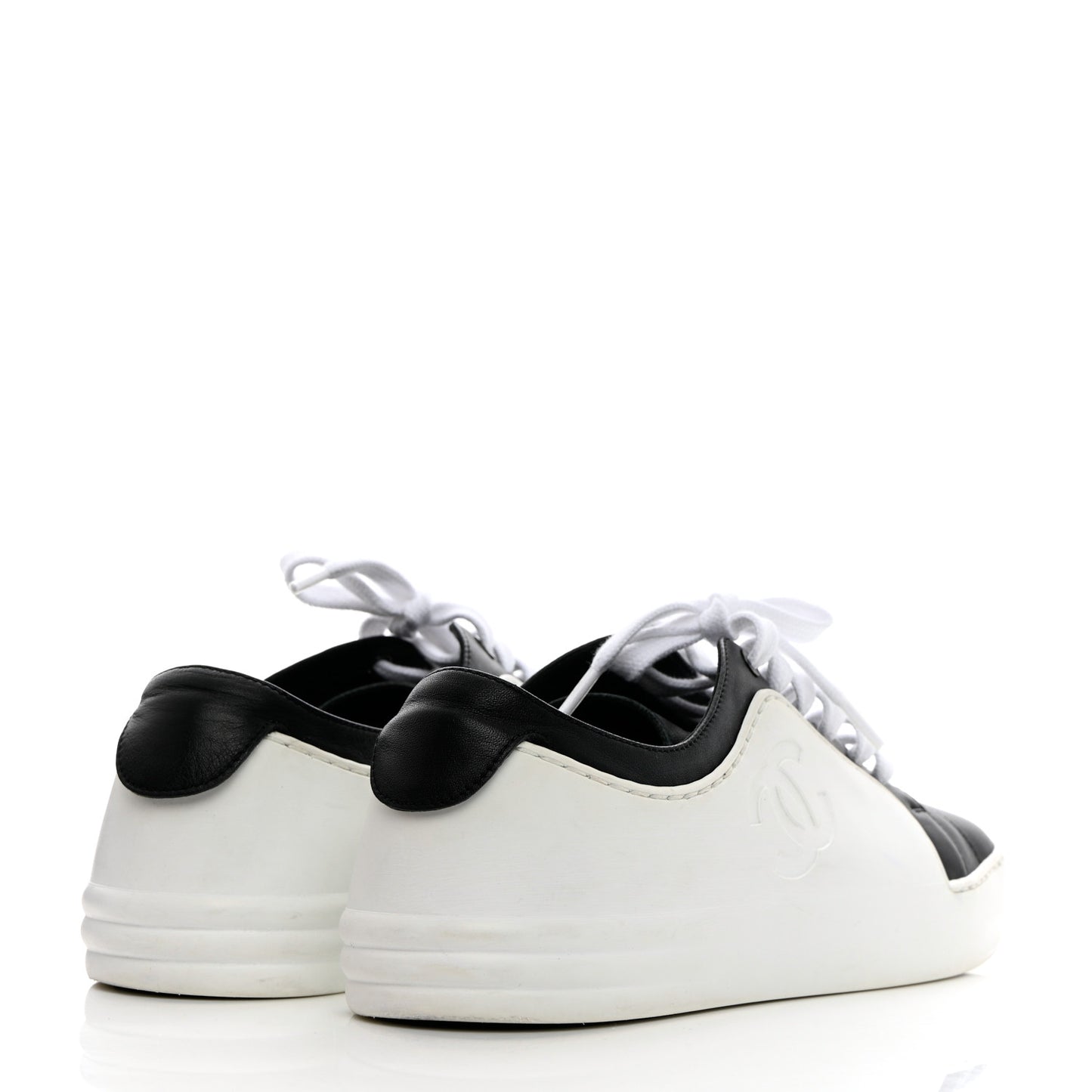 Calfskin Womens CC Sneakers 37 Black White