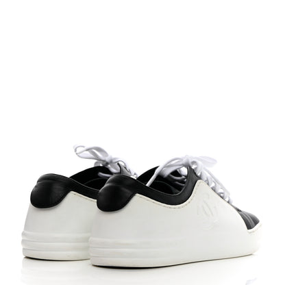 Chanel Calfskin Womens CC Sneakers 37 Black White 4 of 18