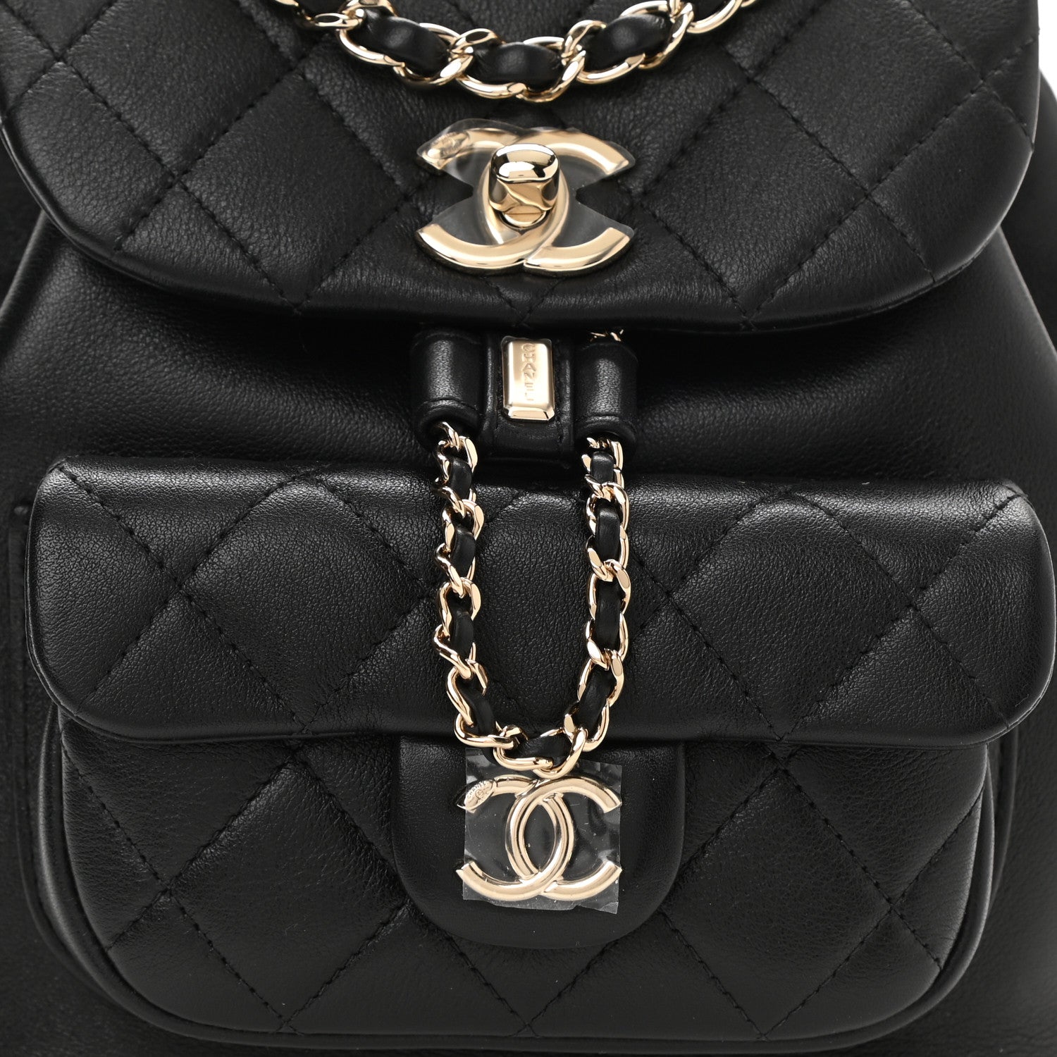 Chanel Lambskin Quilted Small Duma Drawstring Backpack Black 8 of 10
