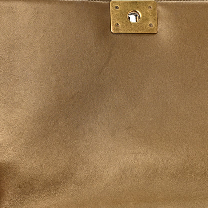 Chanel Metallic Calfskin Quilted Large Boy Flap Dark Gold 9 of 9