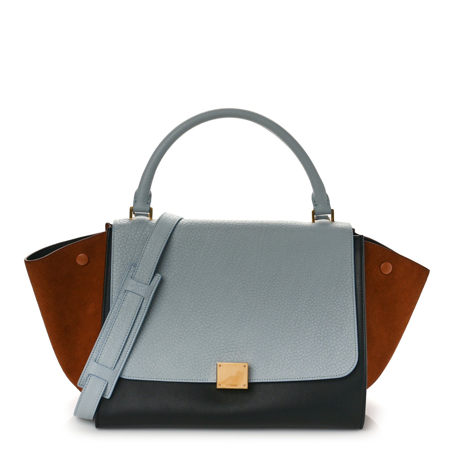 Celine Velluto Calfskin Suede Medium Tri-Color Trapeze Light Blue 1 of 8