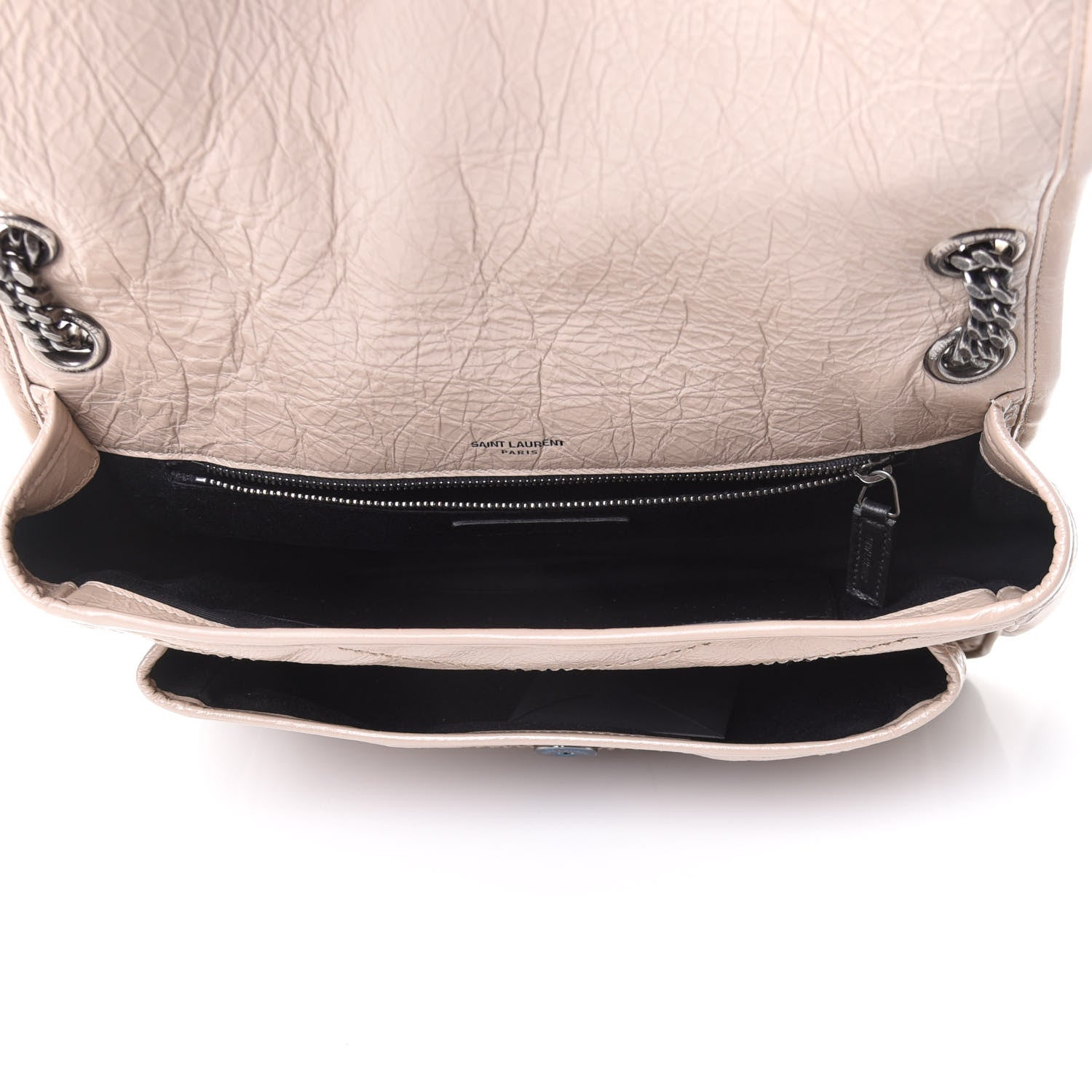 Saint Laurent Crinkled Calfskin Matelasse Monogram Medium Niki Chain Satchel Light Taupe 4 of 9