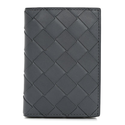 Bottega Veneta Calfskin Intrecciato Flap Card Case Thunder 1 of 7