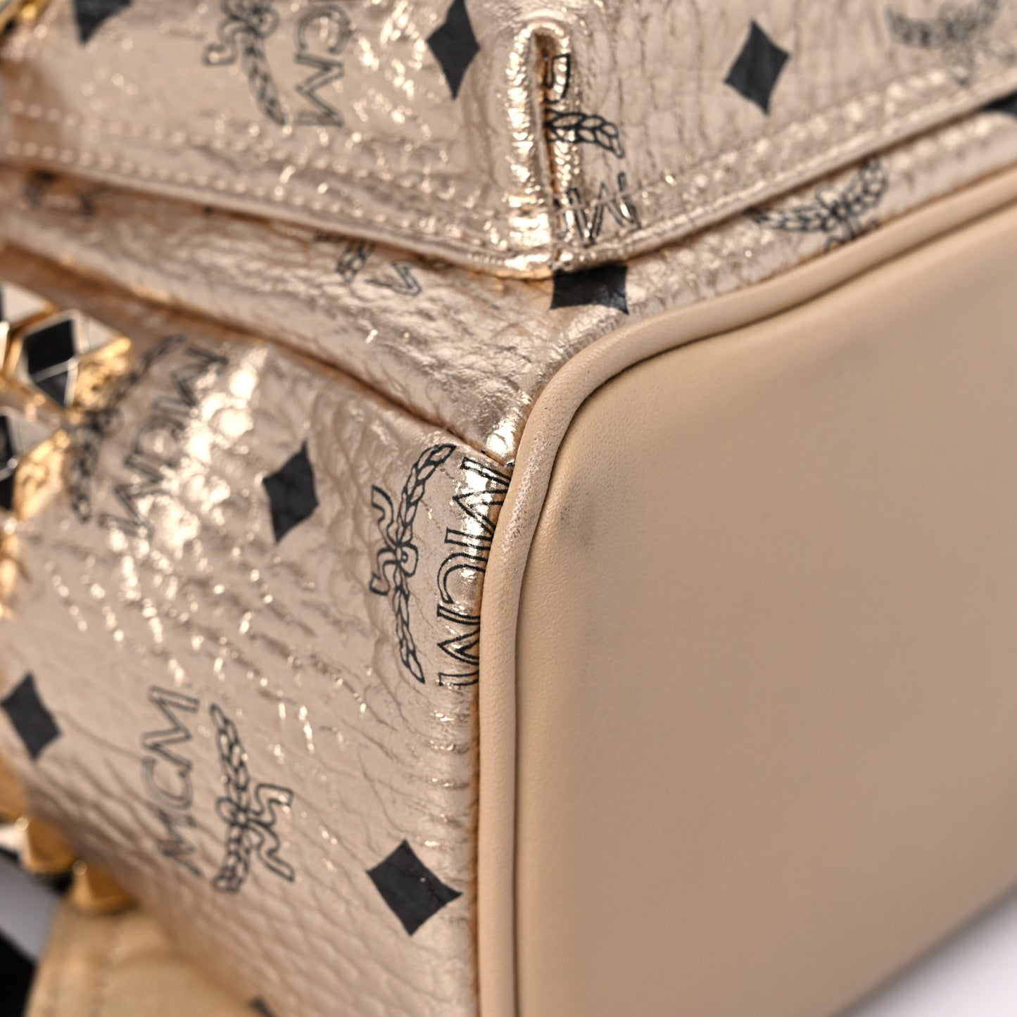 Metallic Visetos Mini Side Stud Stark Backpack Gold