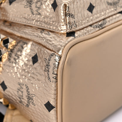 MCM Metallic Visetos Mini Side Stud Stark Backpack Gold 6 of 10