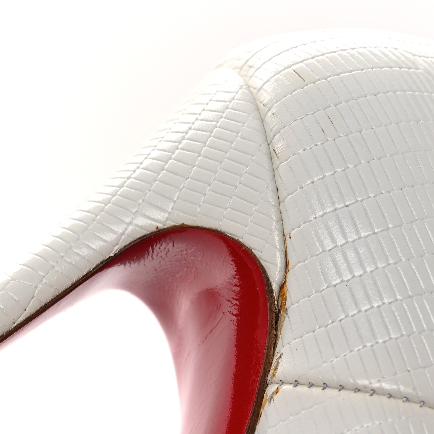 Christian Louboutin Calfskin Lizard Embossed So Kate 120 Pumps 37.5 White 10 of 11