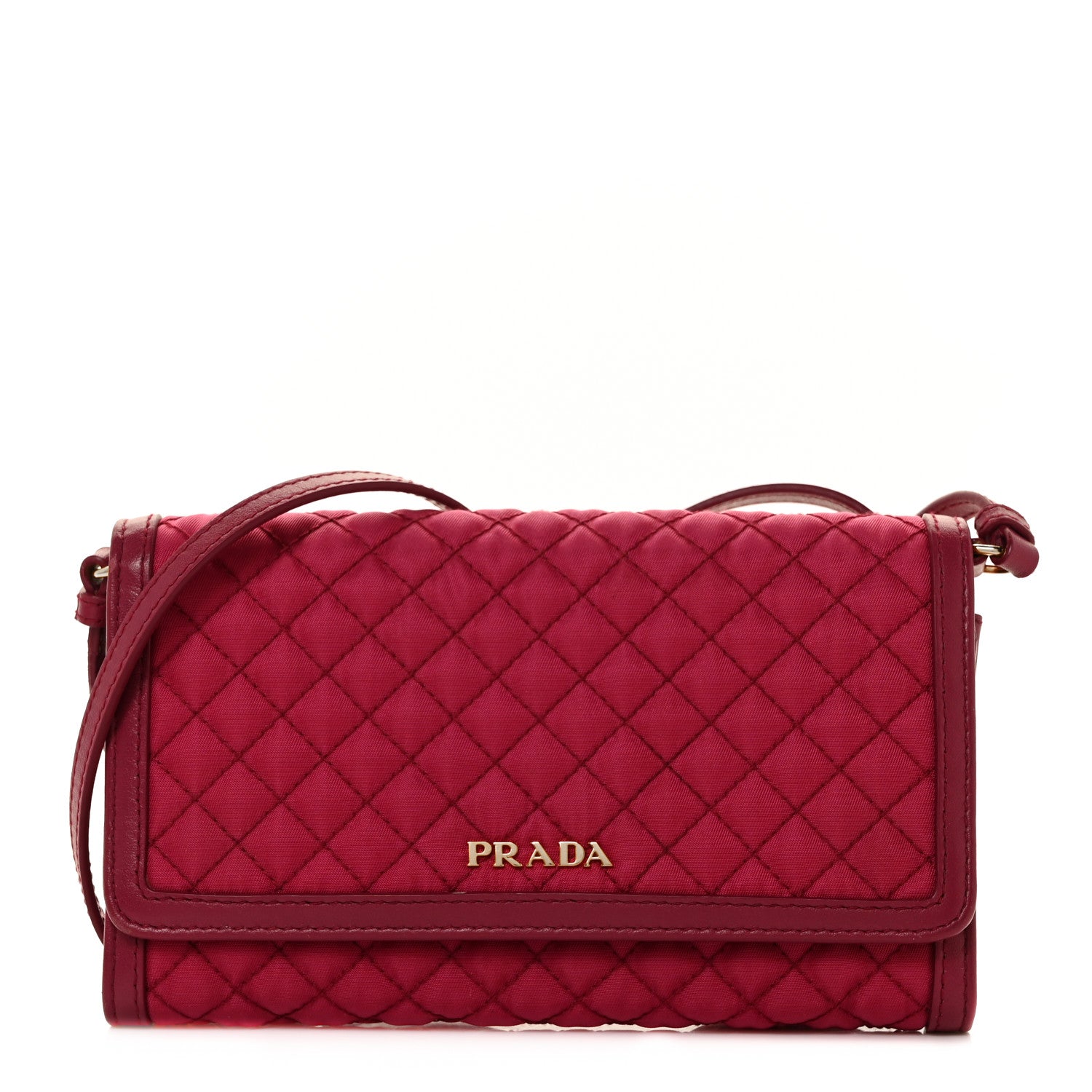 Prada Tessuto Quilted Mini Crossbody Wallet Ibisco 1 of 9