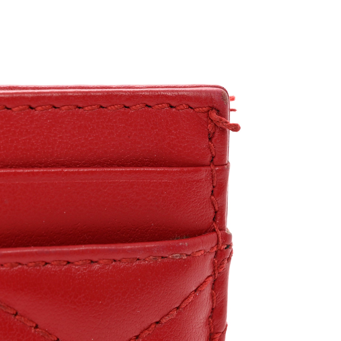 Calfskin Matelasse GG Marmont Card Holder Hibiscus Red