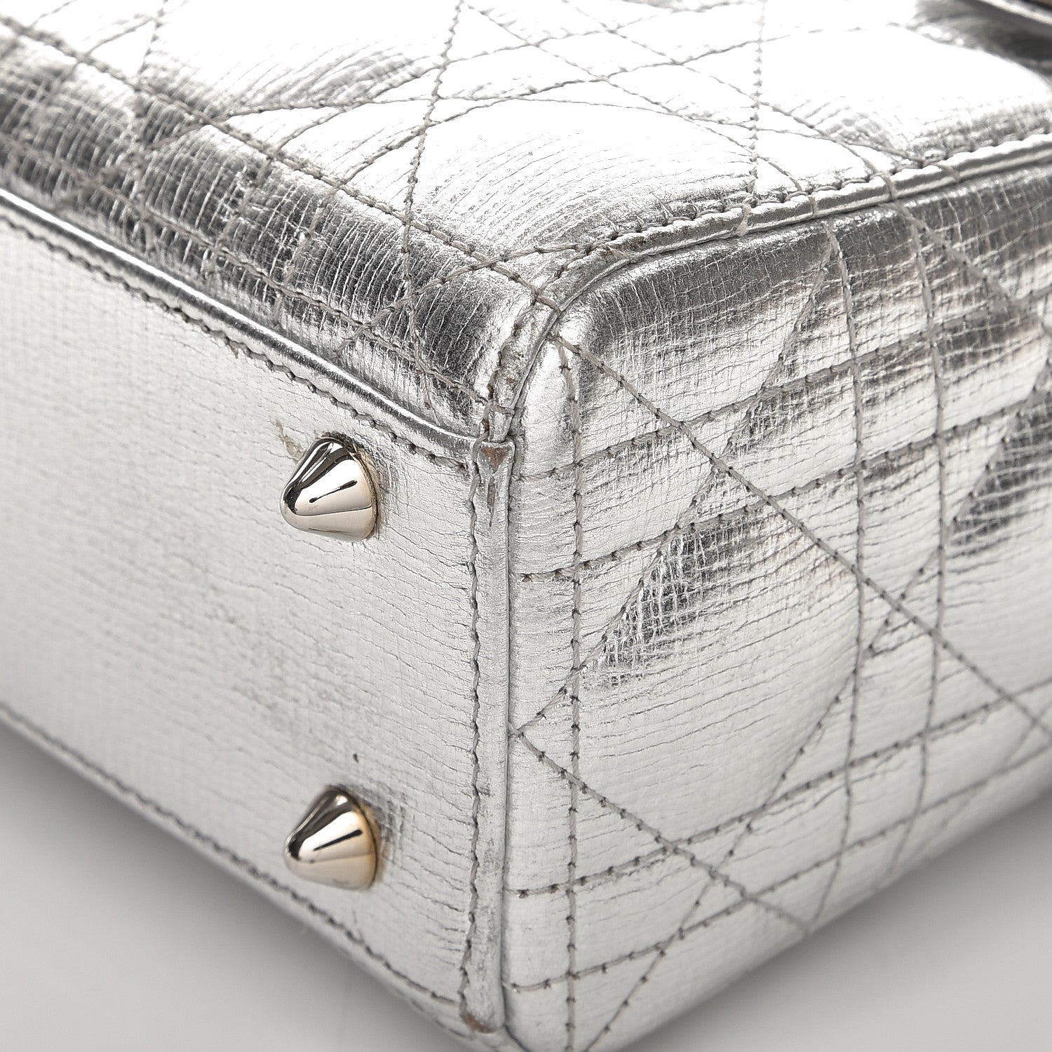Christian Dior Metallic Grained Calfskin Cannage Small Lucky Badges My Lady Dior Silver 12 of 12