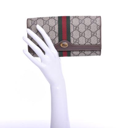 Gucci GG Supreme Monogram Web Ophidia Wallet On Chain Brown 2 of 7