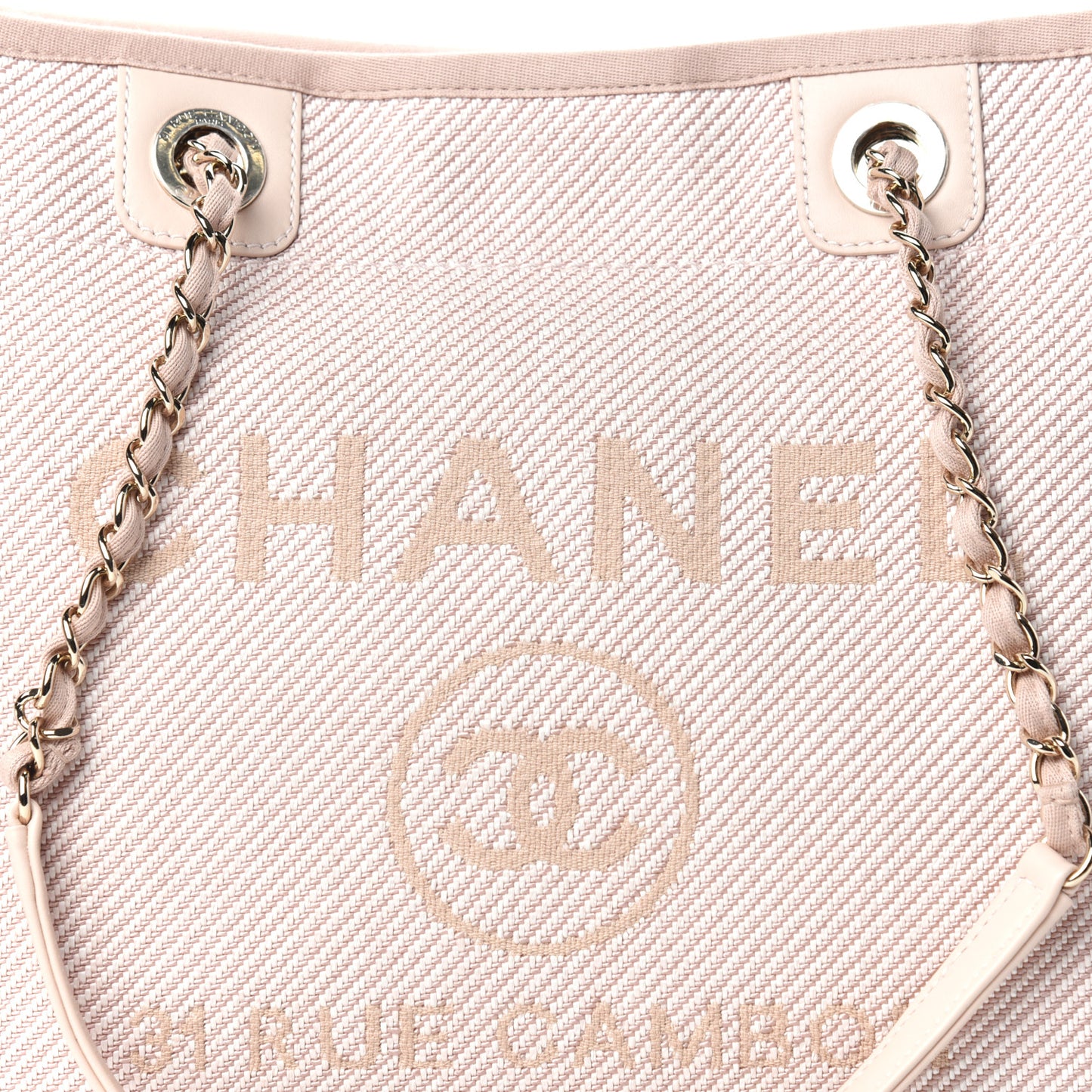 Mixed Fibers Calfskin Small Deauville Tote Beige