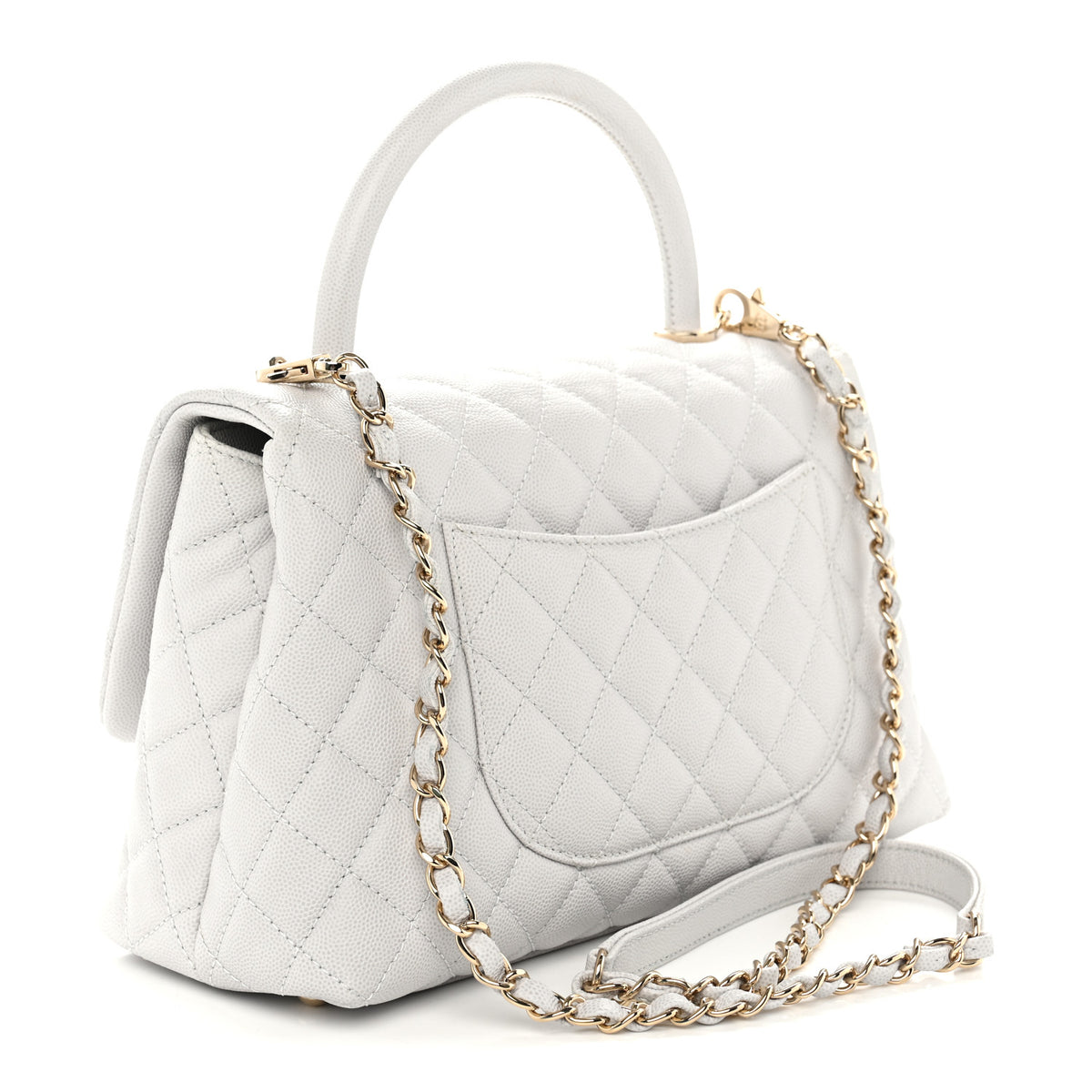 Chanel Caviar Quilted Small Coco Handle Flap Light Grey 3 of 11