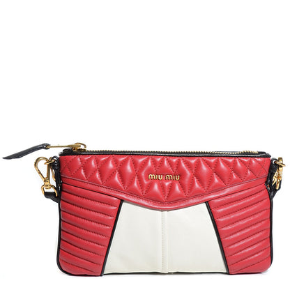 Miu Miu Nappa Leather Biker Tri-Color Red White Black 1 of 8