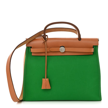 Hermes Vache Hunter Toile Herbag Zip 31 PM Bambou Natural 1 of 13