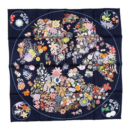 Hermes Silk Planifleurs Scarf 90 Marine 1 of 4