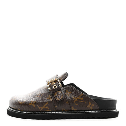 Louis Vuitton Patent Monogram Womens Cosy Flat Comfort Clog Mules 37 Brown 1 of 9