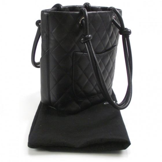 Chanel Calfskin Quilted Small Cambon Tote Black White 3 of 12