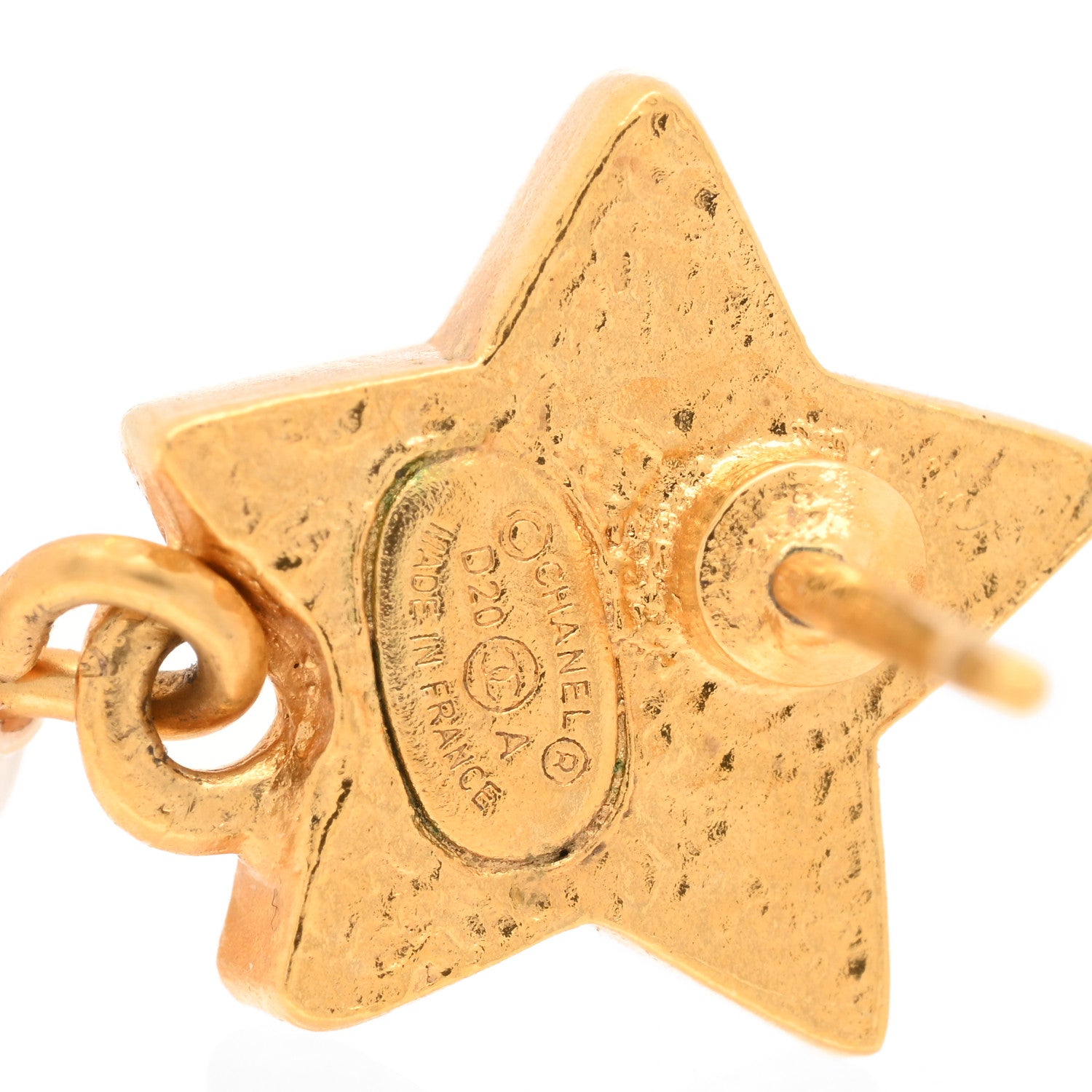 Chanel Crystal Pearl CC Star Drop Earrings Gold 4 of 4
