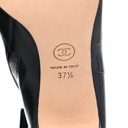 Chanel Lambskin CC Chain Peep Toe Short Boots 37.5 Black 7 of 14
