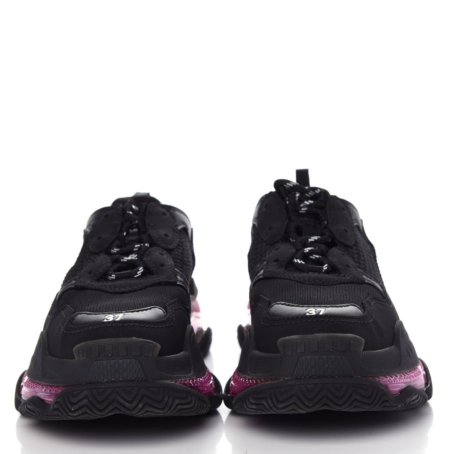 Fabric Mesh Clear Sole Fluo Womens Triple S Sneakers 37 Black Pink Neon