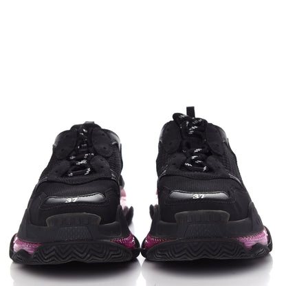 Balenciaga Fabric Mesh Clear Sole Fluo Womens Triple S Sneakers 37 Black Pink Neon 2 of 11