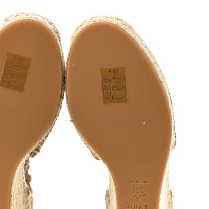 Christian Dior Canvas Embroidered Granville Ankle Tie Espadrille Wedges 37 Cream 13 of 22
