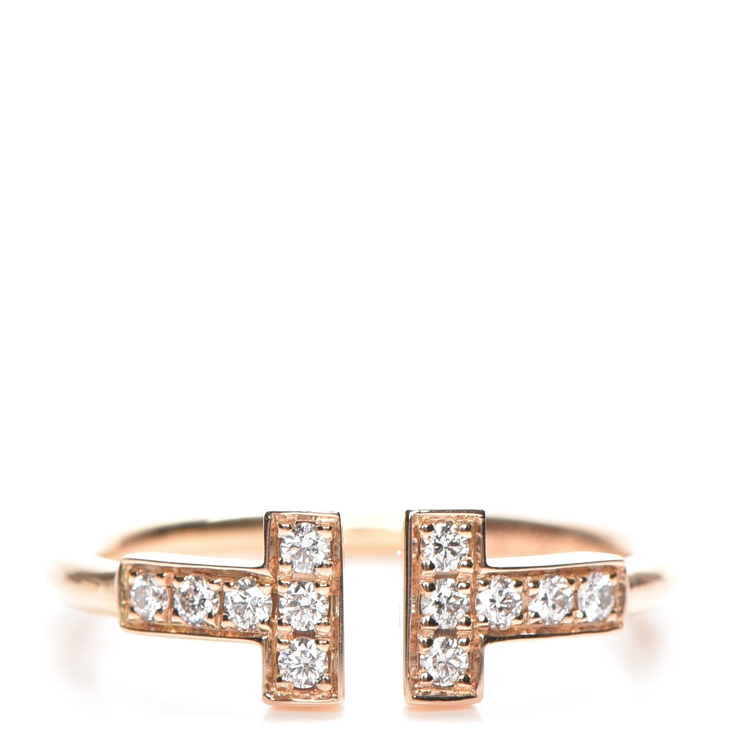 Tiffany 18K Rose Gold Diamond T Wire Ring 50 5.5 1 of 5