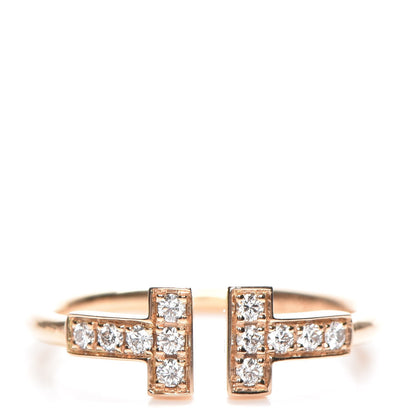 Tiffany 18K Rose Gold Diamond T Wire Ring 50 5.5 1 of 5