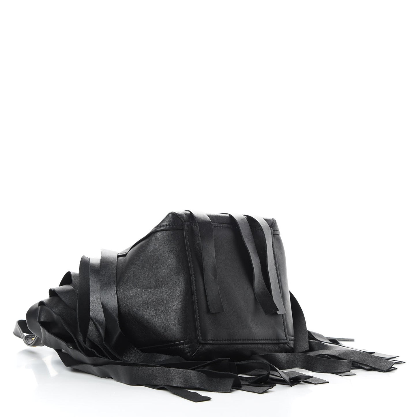 Calfskin XS Fringe Laundry Cabas Black
