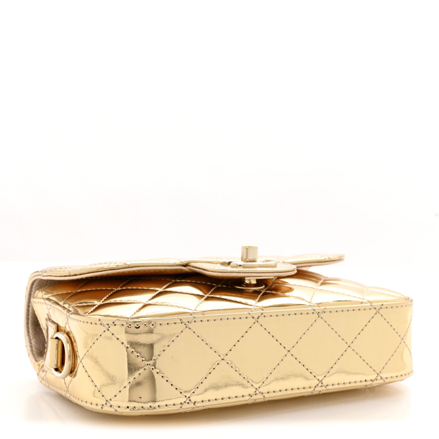 Mirror Calfskin Metallic Calfskin Quilted Hollywood Boulevard Mini Flap With Star Coin Purse Gold