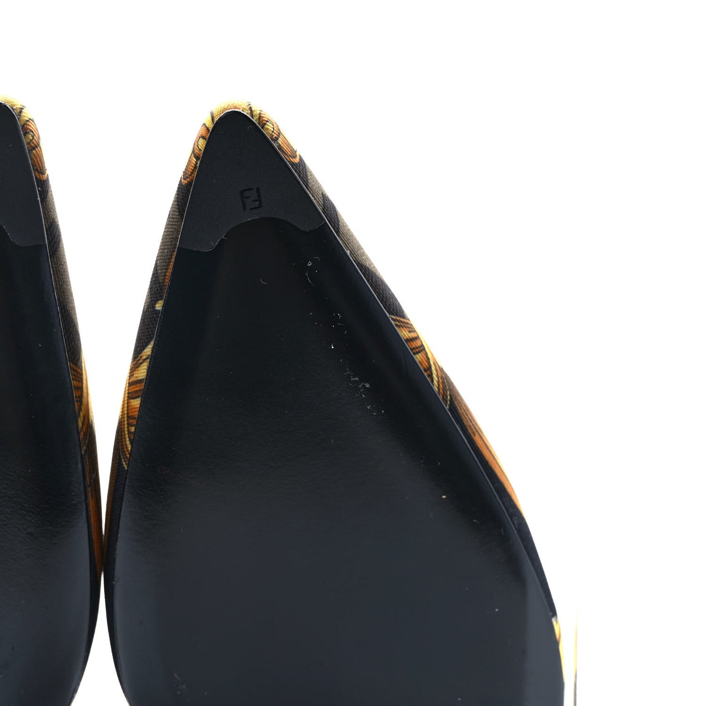 X VERSACE Silk Calfskin Fendace Fendi First 95mm Slingback Sandals 39 Tobacco Black Gold