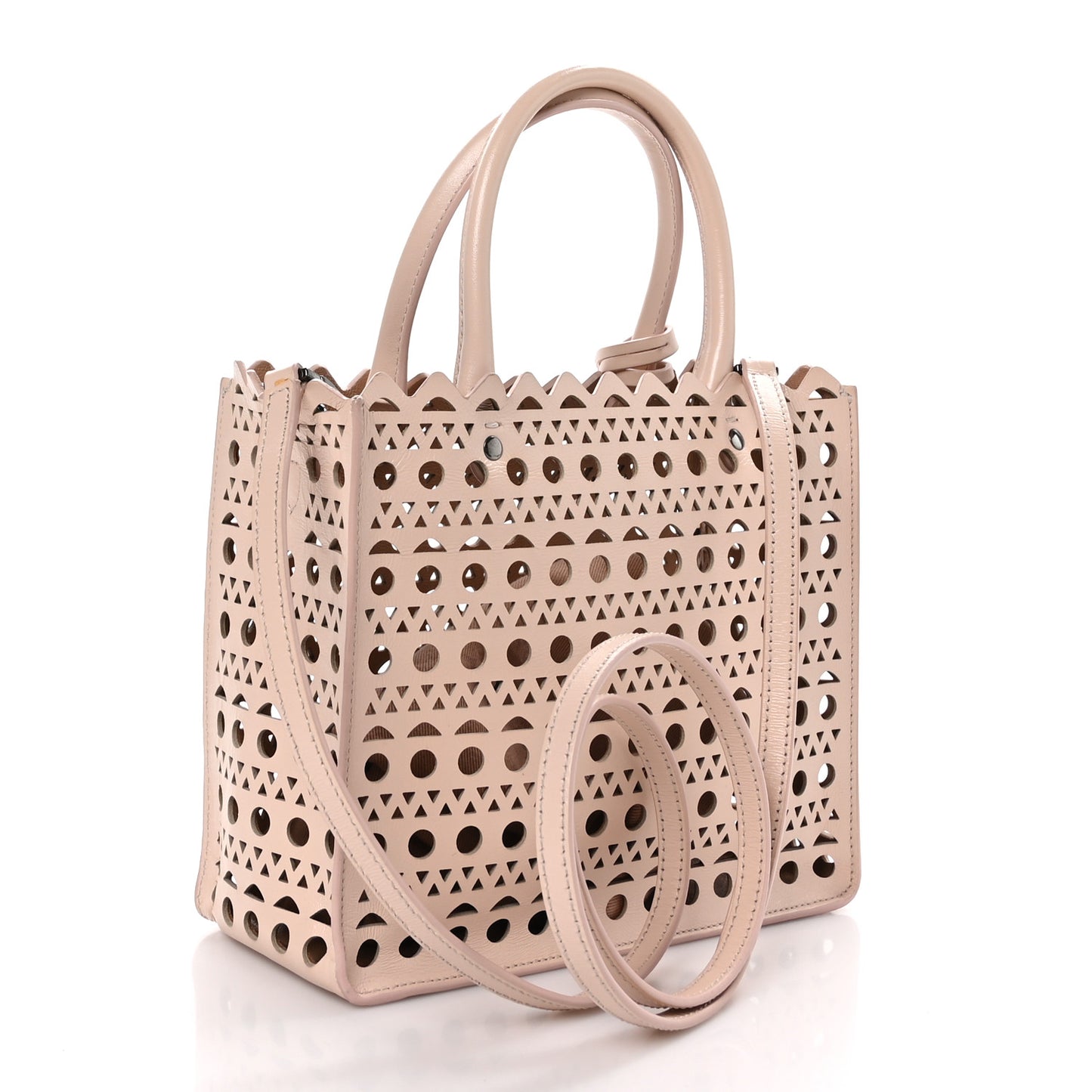 Calfskin Laser Cut Garance Tote Nude