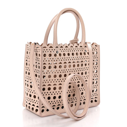 Alaia Calfskin Laser Cut Garance Tote Nude 3 of 9
