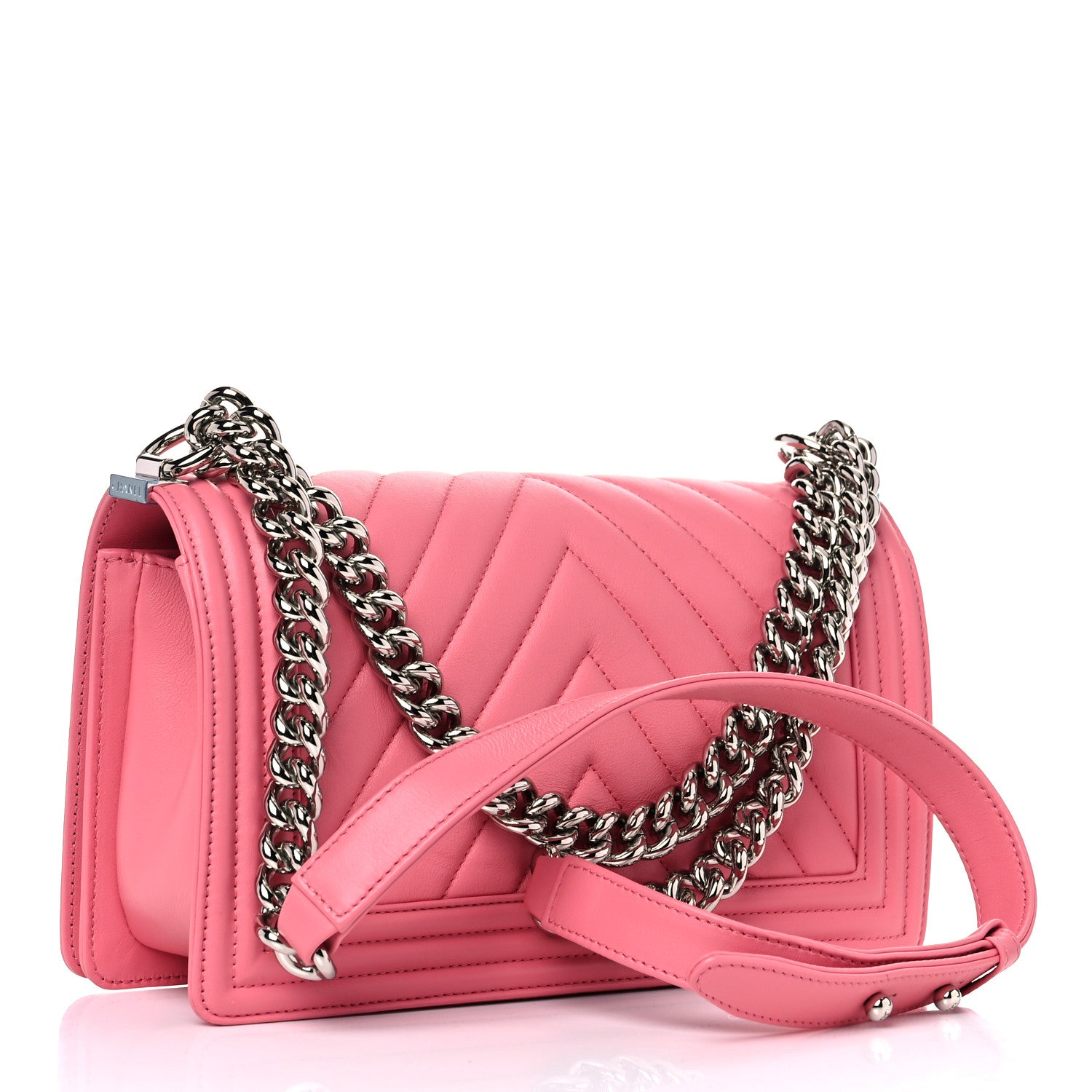 Chanel Lambskin Chevron Quilted Medium Boy Flap Pink 3 of 9