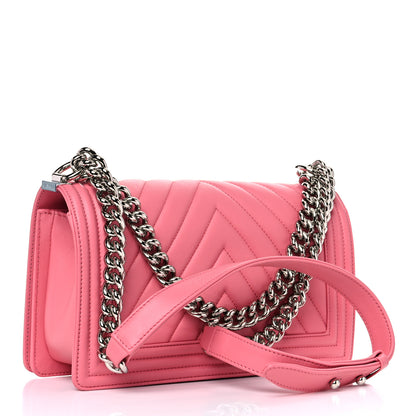 Chanel Lambskin Chevron Quilted Medium Boy Flap Pink 3 of 9