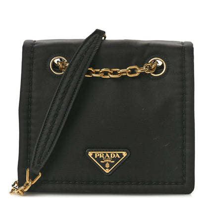 Prada Tessuto Nylon Chain Flap Shoulder Bag Black 1 of 10