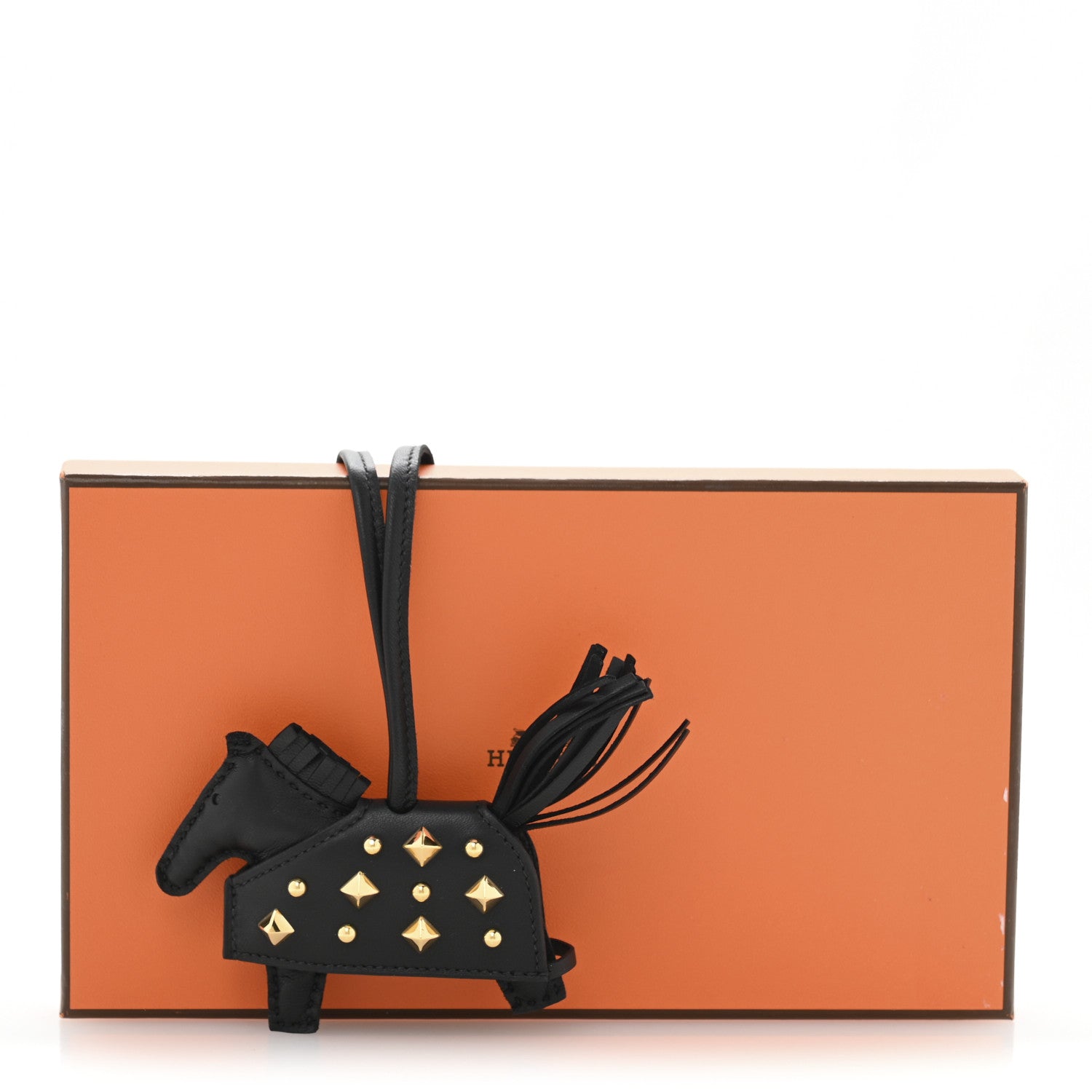 Hermes Milo Lambskin Studded Grigri Rodeo Robeo Rock Horse Bag Charm PM Black 5 of 5