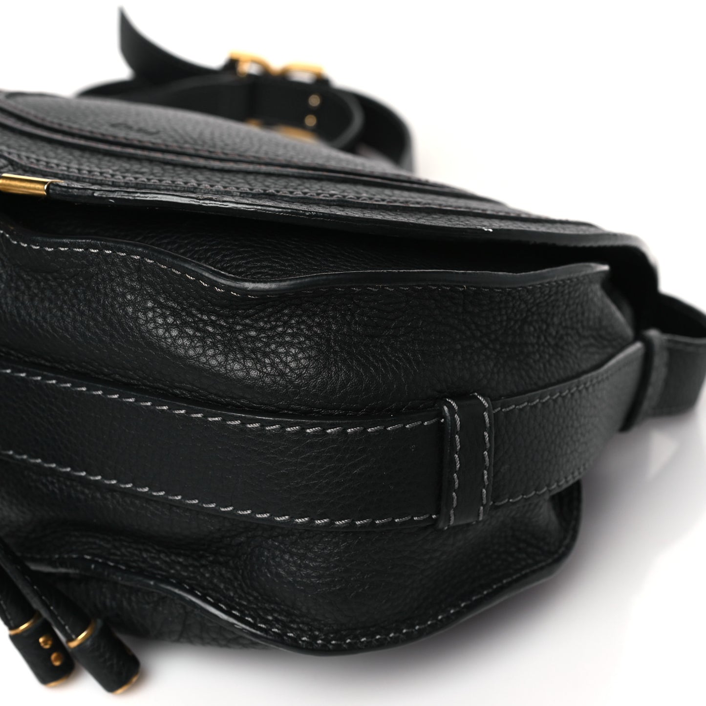 Calfskin Medium Marcie Round Crossbody Bag Black