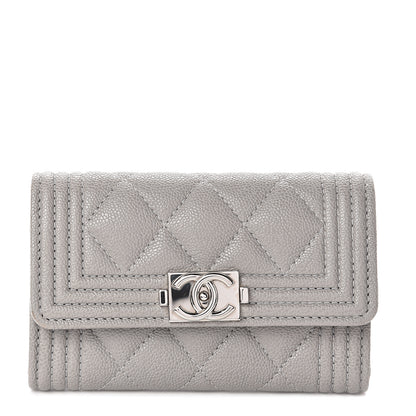 Chanel Caviar Quilted Boy Flap Card Holder Grey 1 of 7